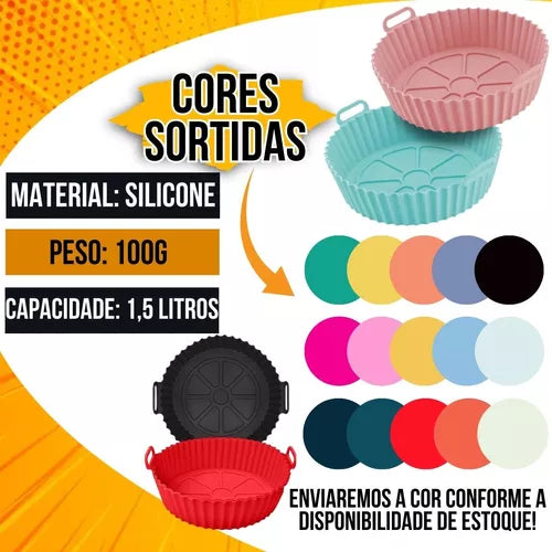 FORMA DE SILICONE - FRITADEIRA AIR FRYER, MICRO-ONDAS COM ALÇA