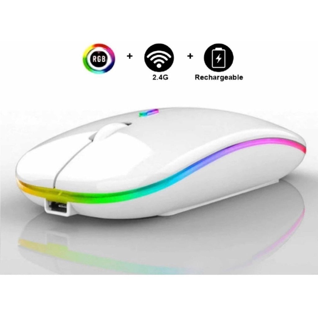 MOUSE SEM FIO USB RECARREGÁVEL RGB LED